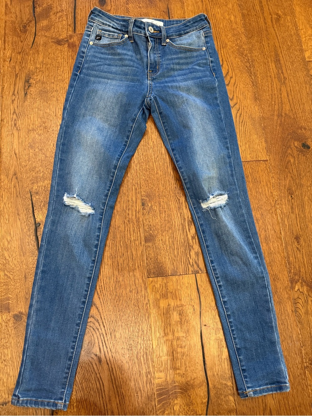 KanCan Skinny Jeans Womens 5/26 Distressed Stretch Medium Wash Ankle Denim
